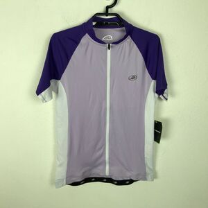 Performance Cycling Jersey Biking Full Zip Shirt Size M Purple Polyester